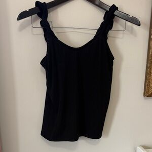 Willow & Root Flowy Strap Ribbed Tank Top - Black